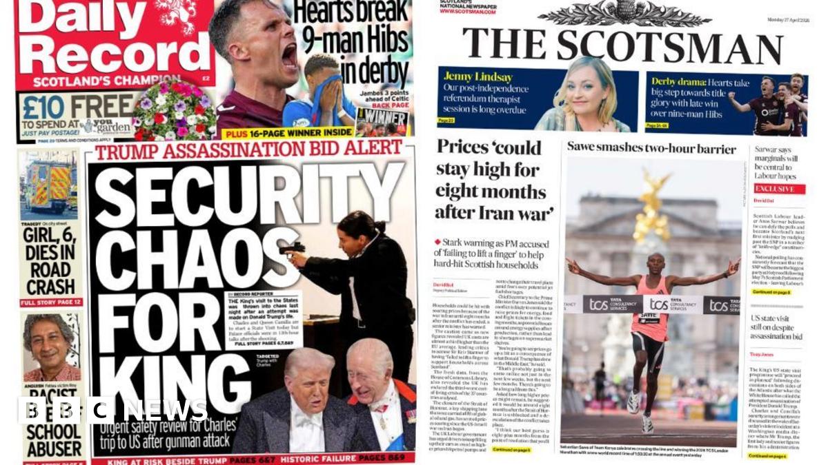 Scotland's papers: War fuel price fears and King's US security review