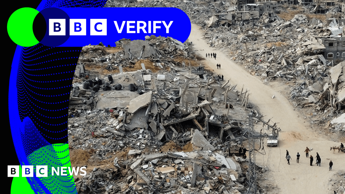 BBC Verify Live: Satellite images of Gaza damage, and what the UK pays France to stop small boats thumbnail