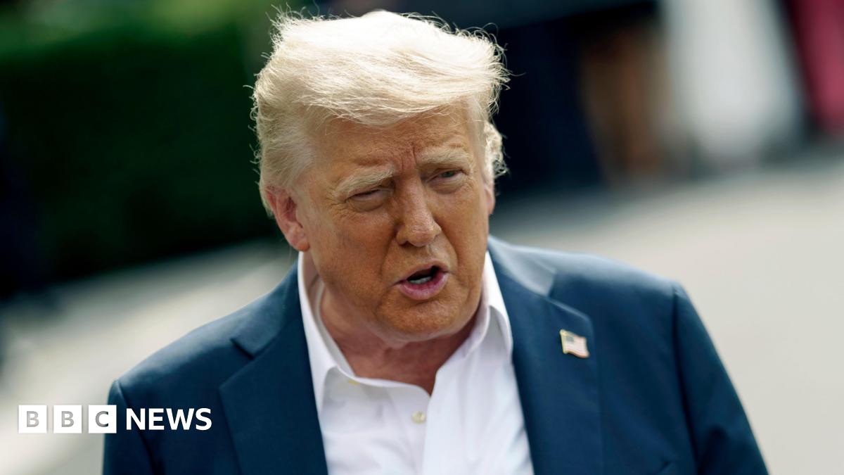 US President Donald Trump speaks to the media before leaving the White House on board Marine One, in Washington