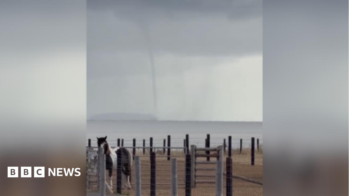 Rare waterspout seen by Somerset farmer over Bristol Channel