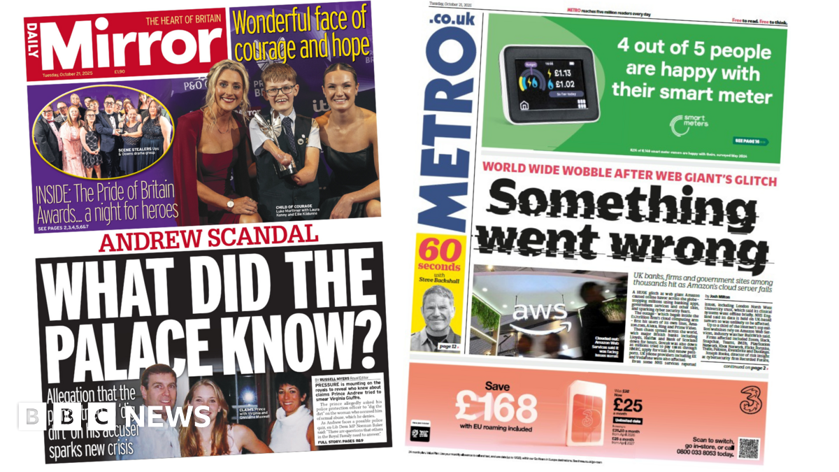 
                            Newspaper headlines: 'What did the palace know?' and 'world wide wobble'