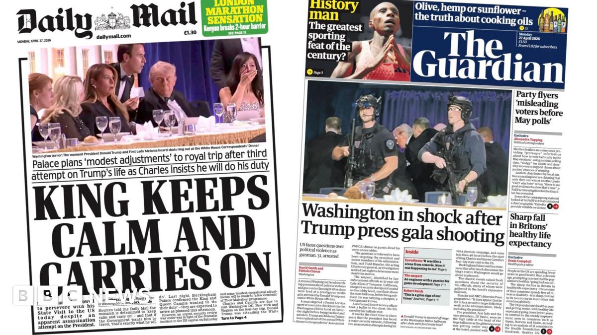 Newspaper headlines: 'Washington in shock' and 'King keeps calm'