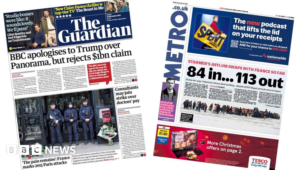 Newspaper headlines: 'BBC apologises to Trump' and stricter 'Denmark-style' migrant laws