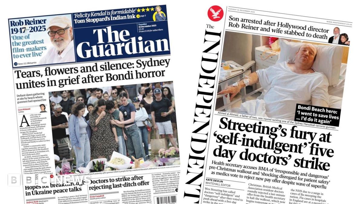 Newspaper headlines: 'Tears, flowers and silence' in Bondi and 'Streeting's fury'