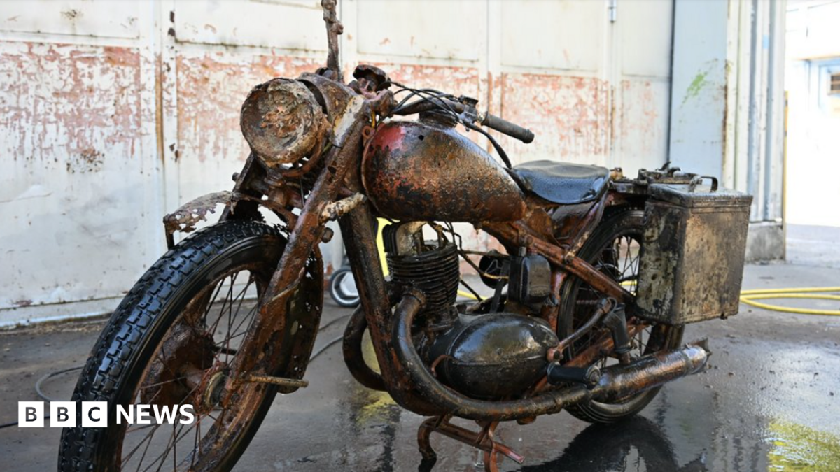 Danube river's low water levels reveal remains of WWII soldiers and motorcycle