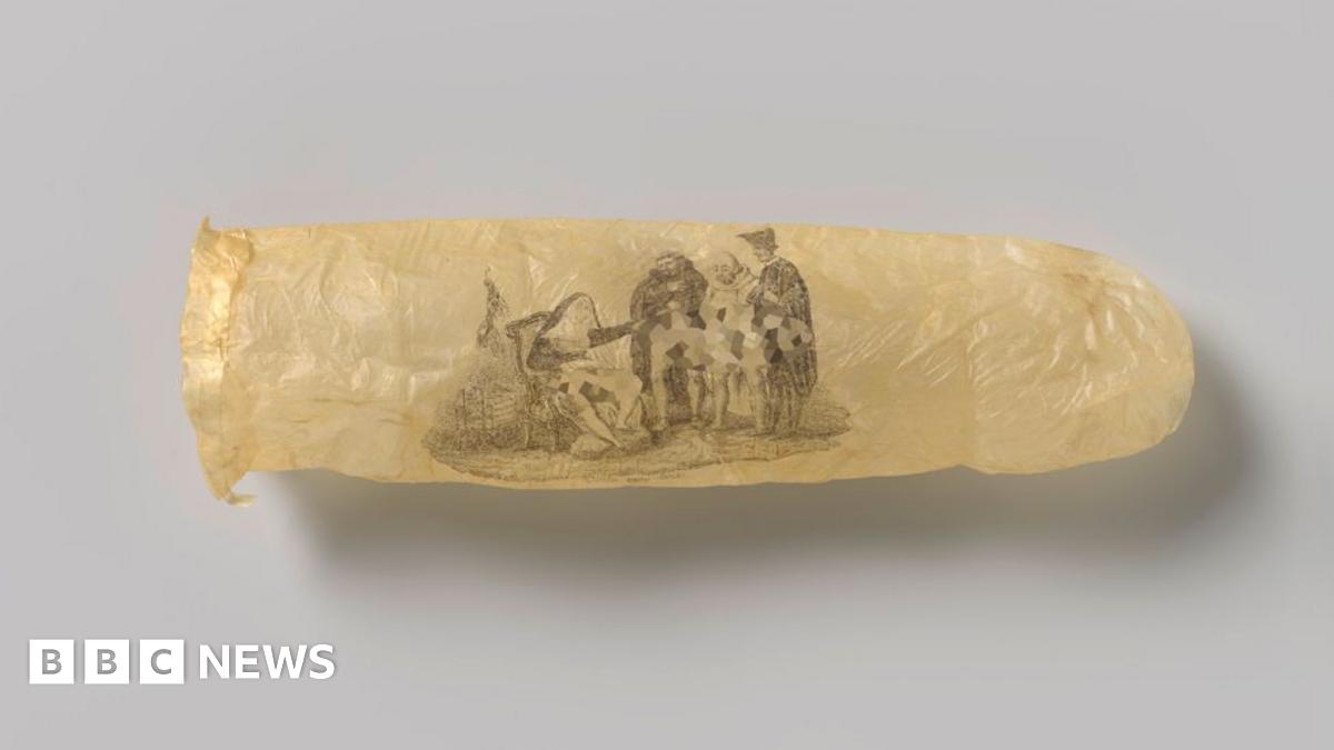 200-year-old condom with explicit print displayed in Amsterdam