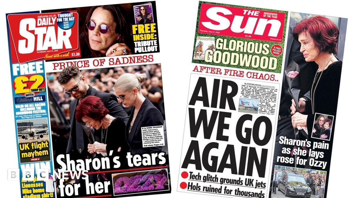 
                            Newspaper headlines: 'Prince of Sadness' and 'Air we go again'