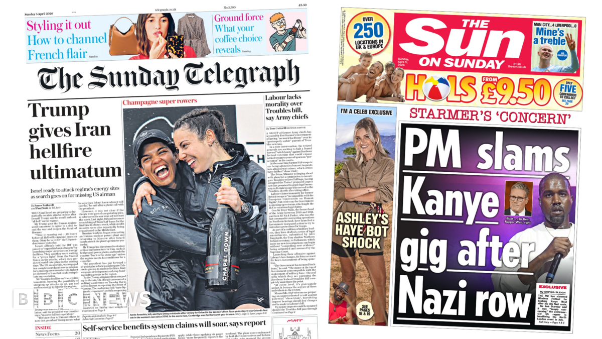Newspaper headlines: 'Hellfire ultimatum' from Trump to Iran and 'PM slams Kanye gig'