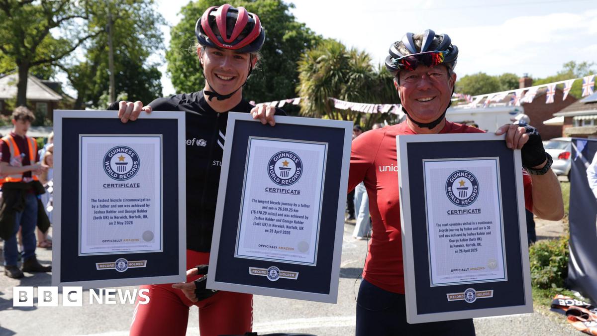 bbc.co.uk - Debbie Tubby - Norfolk father and son cyclists ride into record books