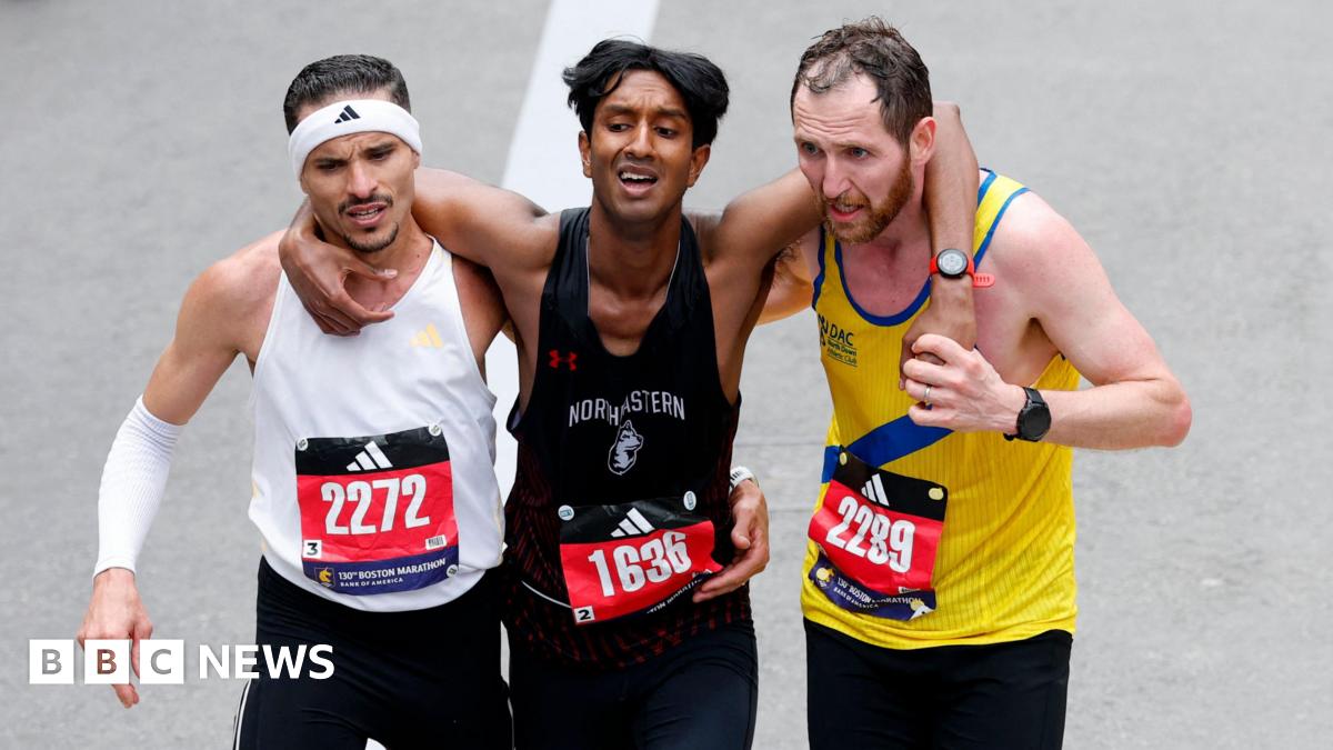 Boston marathon: NI runner helps competitor after collapse