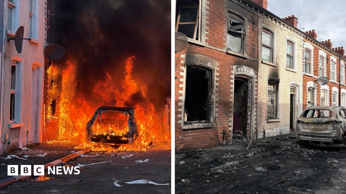 On one street, hundreds of masked men carrying bottles and bricks set bins on fire and shouted "foreigners out", our reporter says.