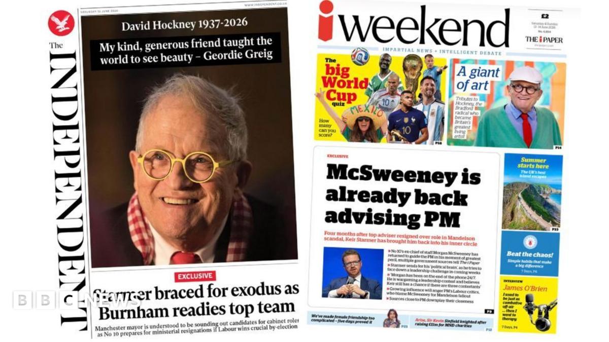 Newspaper headlines: 'Starmer braced for exodus' and 'Giant of art'