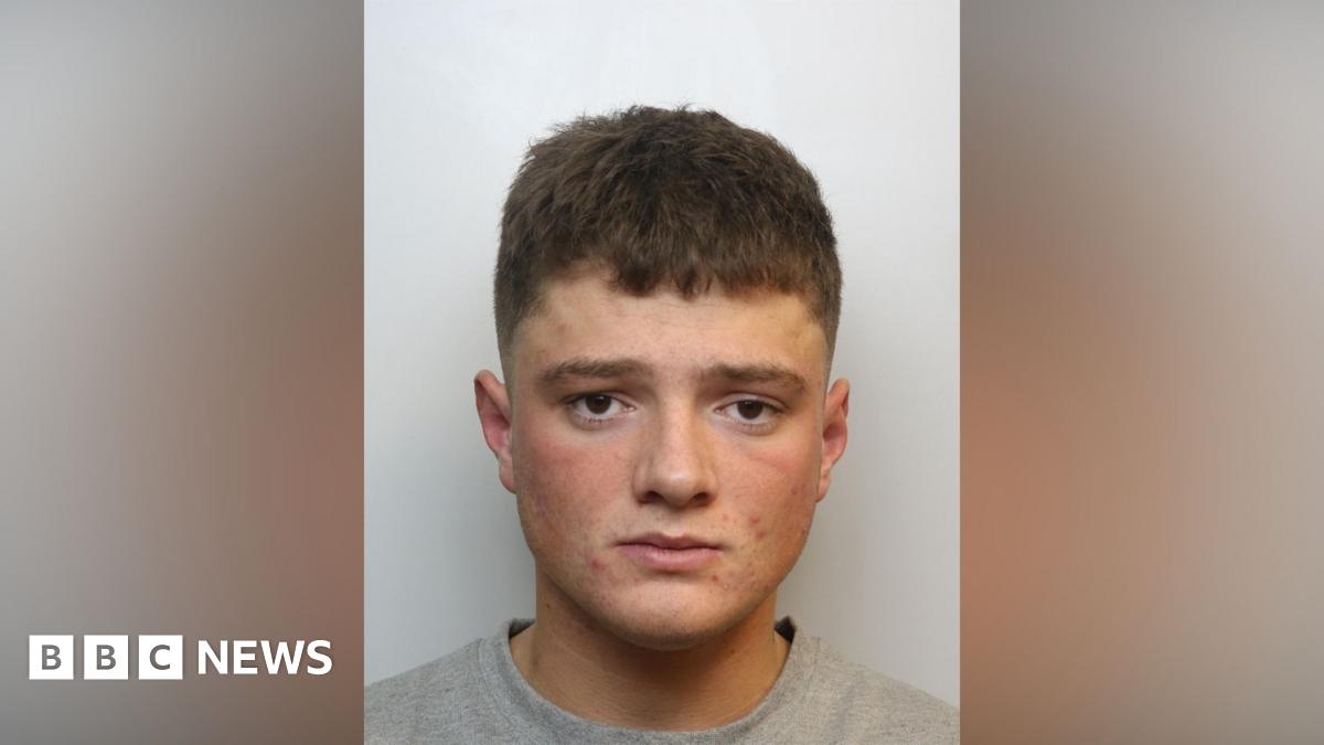 A mugshot of a young white man with brown hair and spots on his face, wearing a grey jumper.