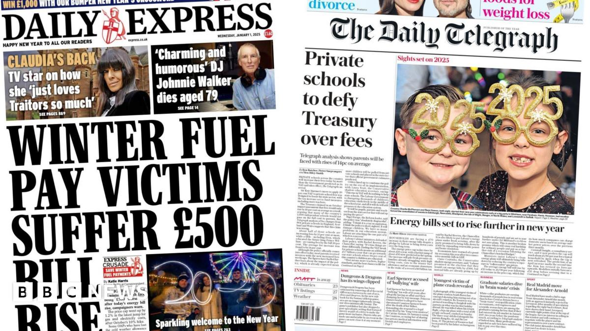 Newspaper headlines: Energy bills ‘to rise further’ and world rings in 2025