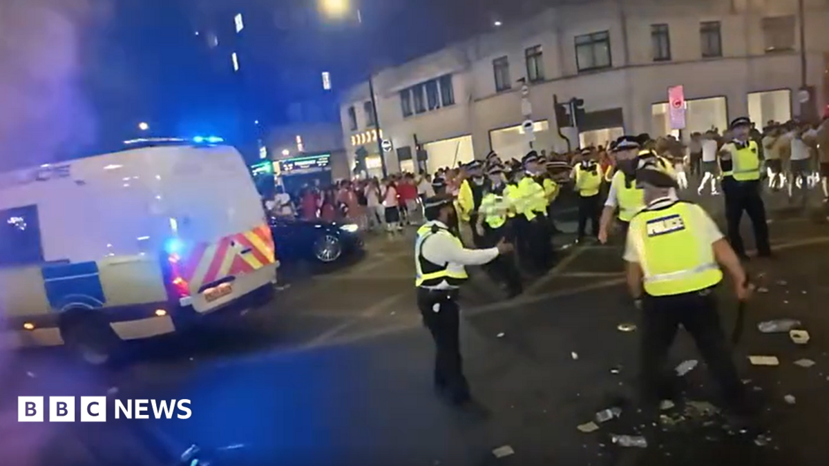 Four arrested and officer hurt in violent disorder