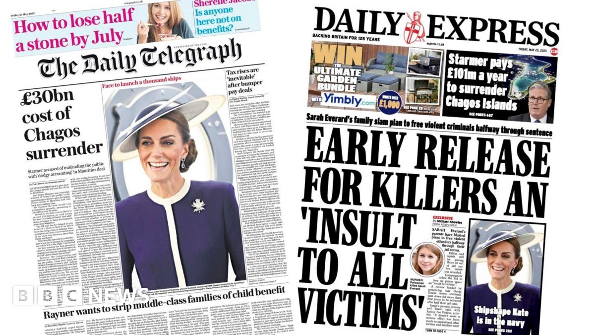 Newspaper headlines: 'Chagos surrender' and 'Shipshape Kate'