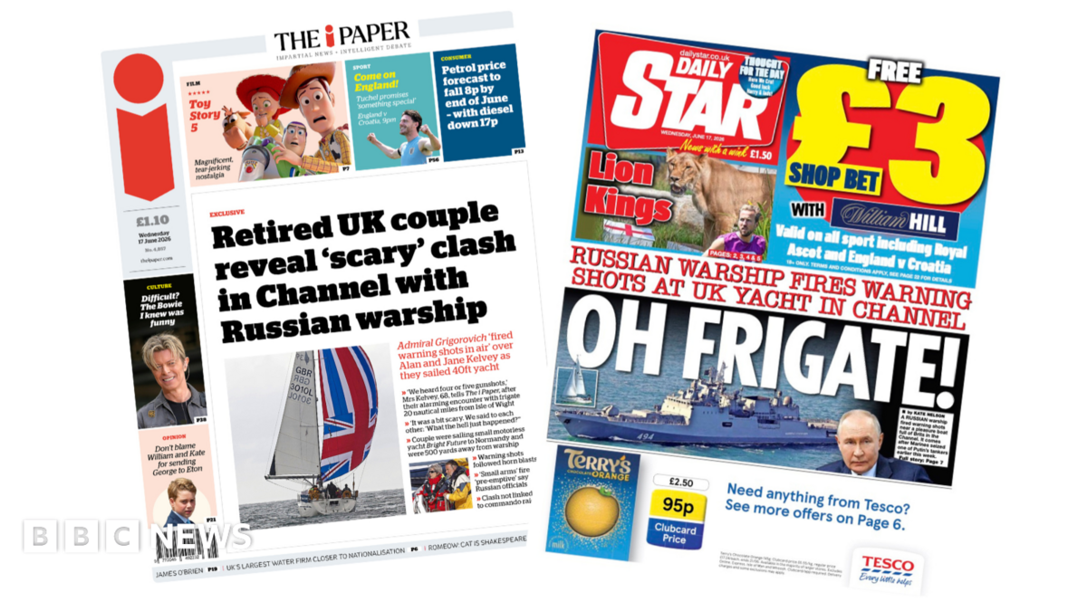 Newspaper headlines: ''Scary' clash in Channel' and 'Oh frigate!'