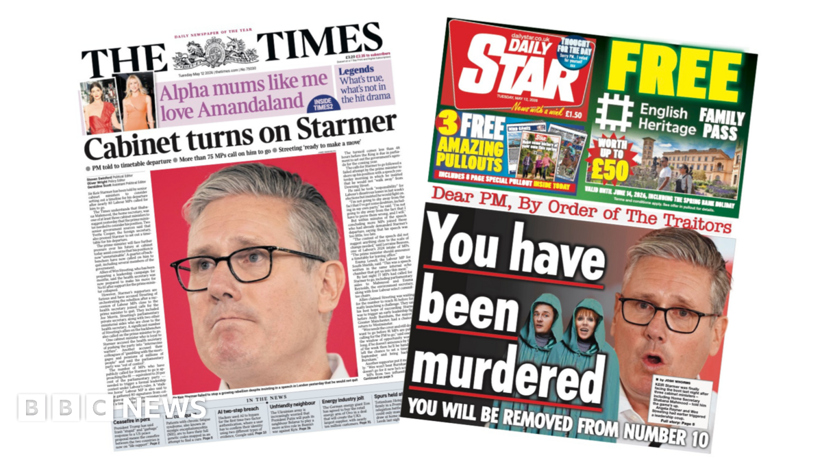 Newspaper headlines: 'Cabinet turns on Starmer' and 'You have been murdered'