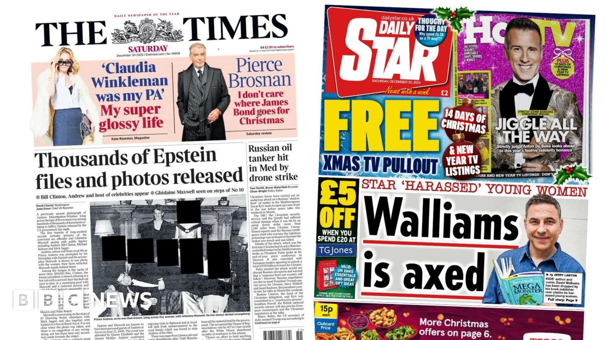 
                            Newspaper headlines: 'Epstein files and photos released' and 'Walliams is axed'