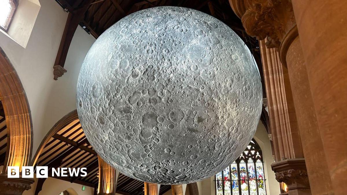 Giant Moon sculpture illuminates Cathedral Isle of Man BBC News
