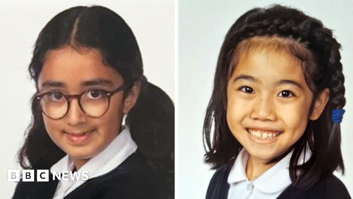School photo images of Nuria Sajjad, left, and Selena Lau - Nuria has glasses and her long dark hair in bunches; Selena is smiling at the camera and has part of her shoulder-length dark hair in a plait