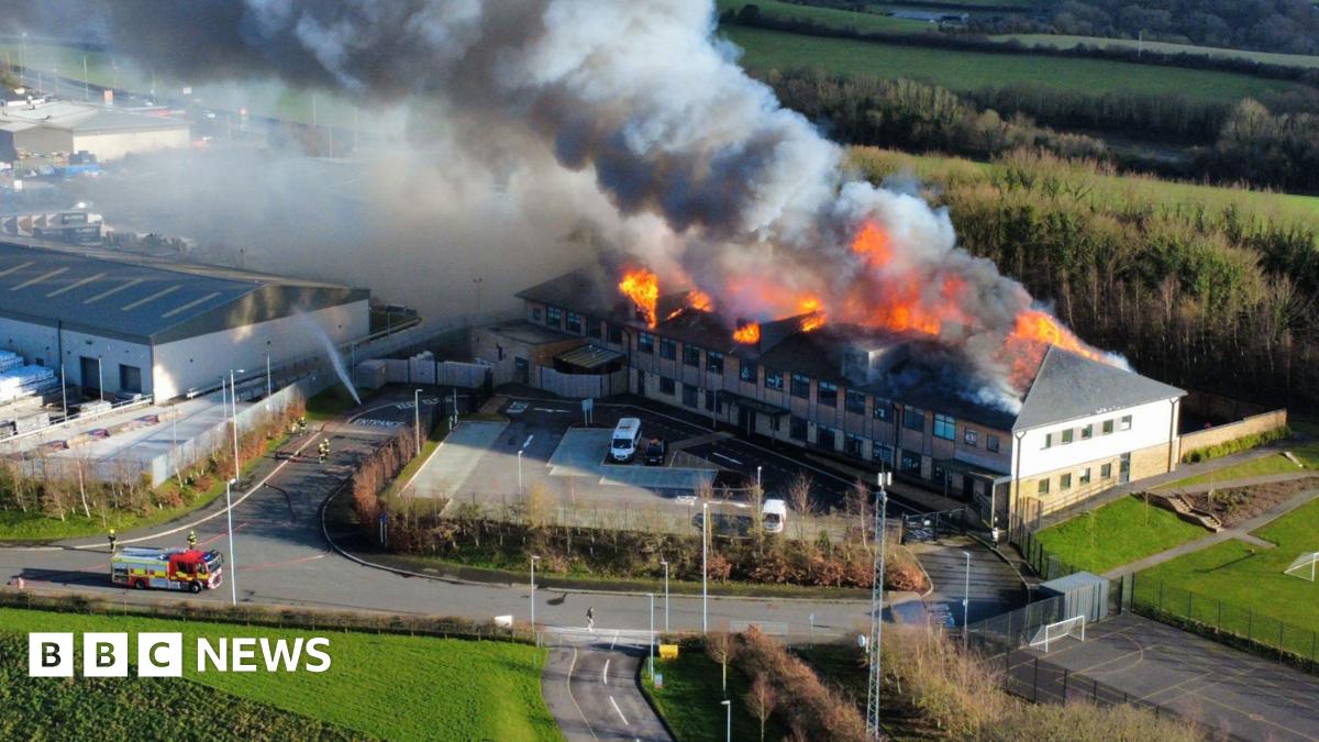 
                            Firefighters tackling large blaze at Devon school