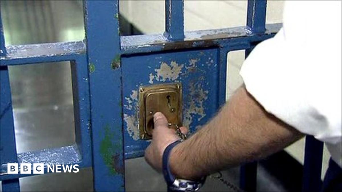Prison guard locking cell