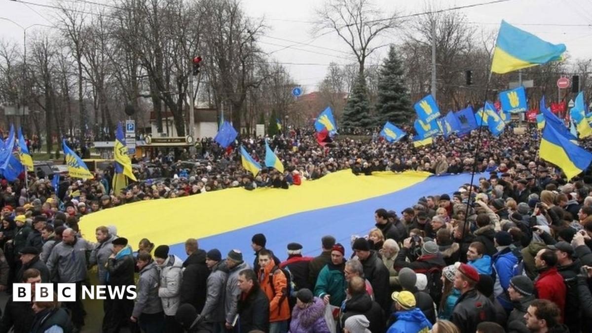 In pictures: Ukrainians march - BBC News