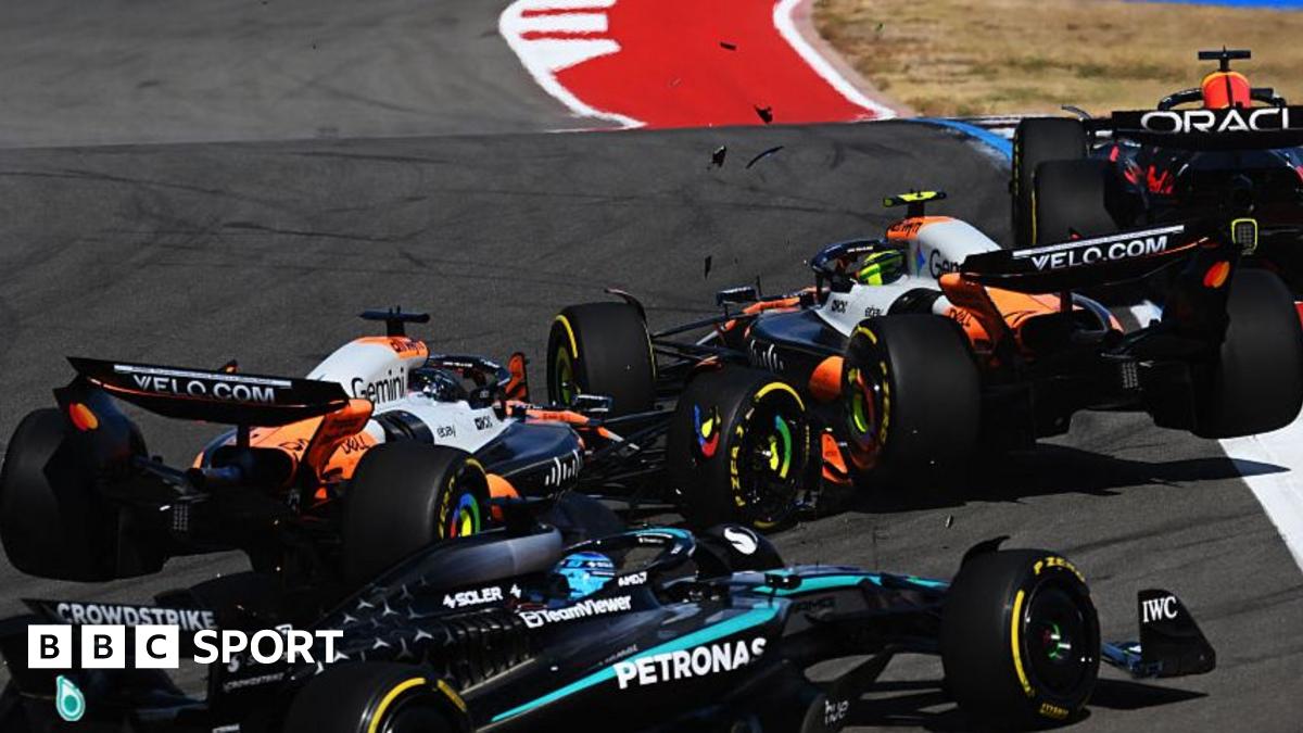 US Grand Prix sprint: Lando Norris and Oscar Piastri collide as Max Verstappen wins in Austin