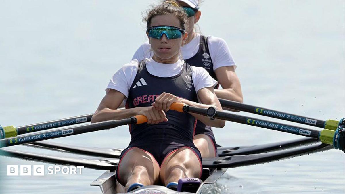 Olympic champion rower Imogen Grant in her boat on her way to winning a gold medal
