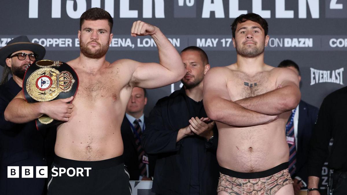 Allen wears pants with own face on at weigh-in for Fisher rematch