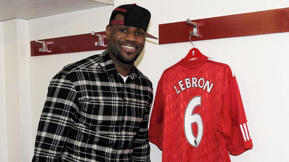 Lebron James with Liverpool shirt.