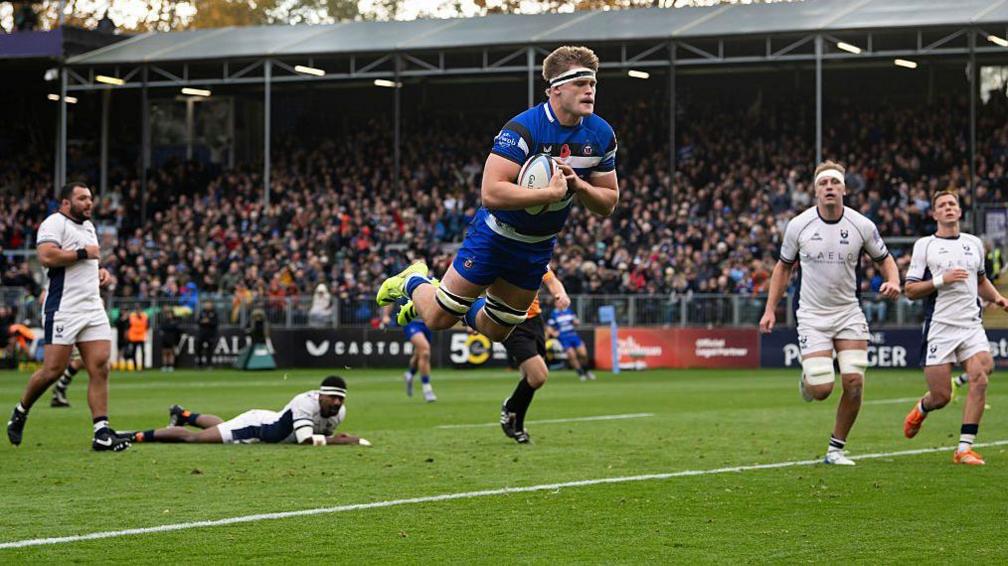 Guy Pepper scoring against Bristol Bears