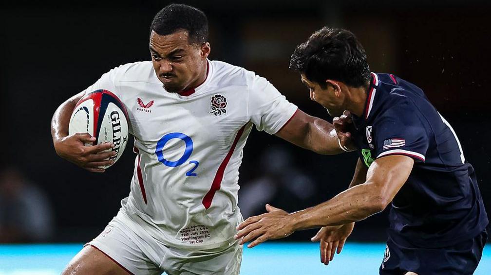 Max Ojomoh playing for England