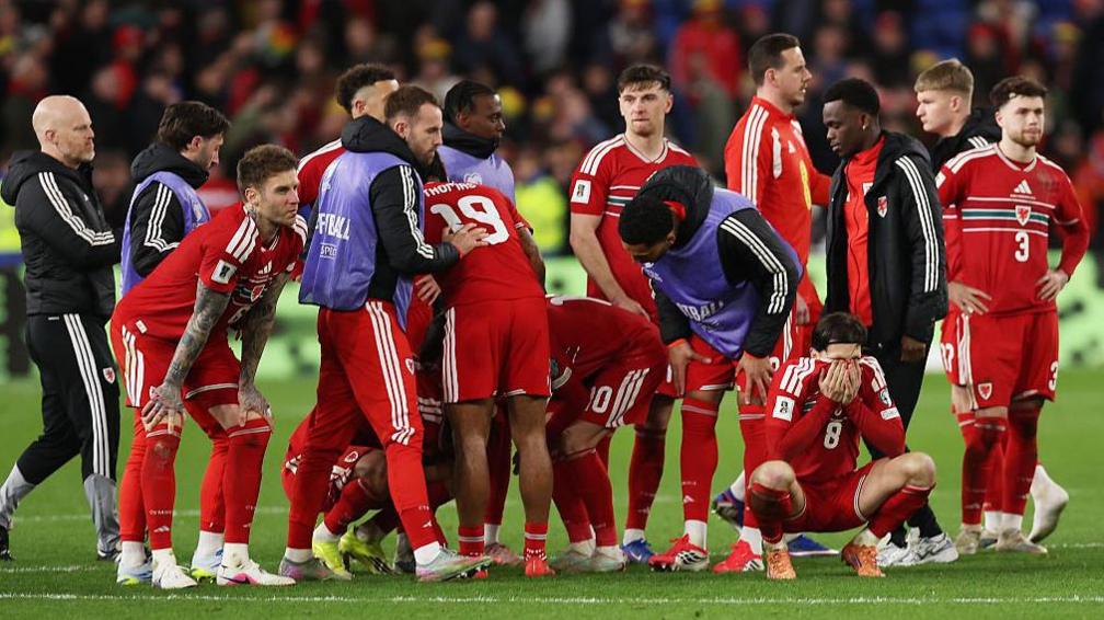 Wales team looking sad