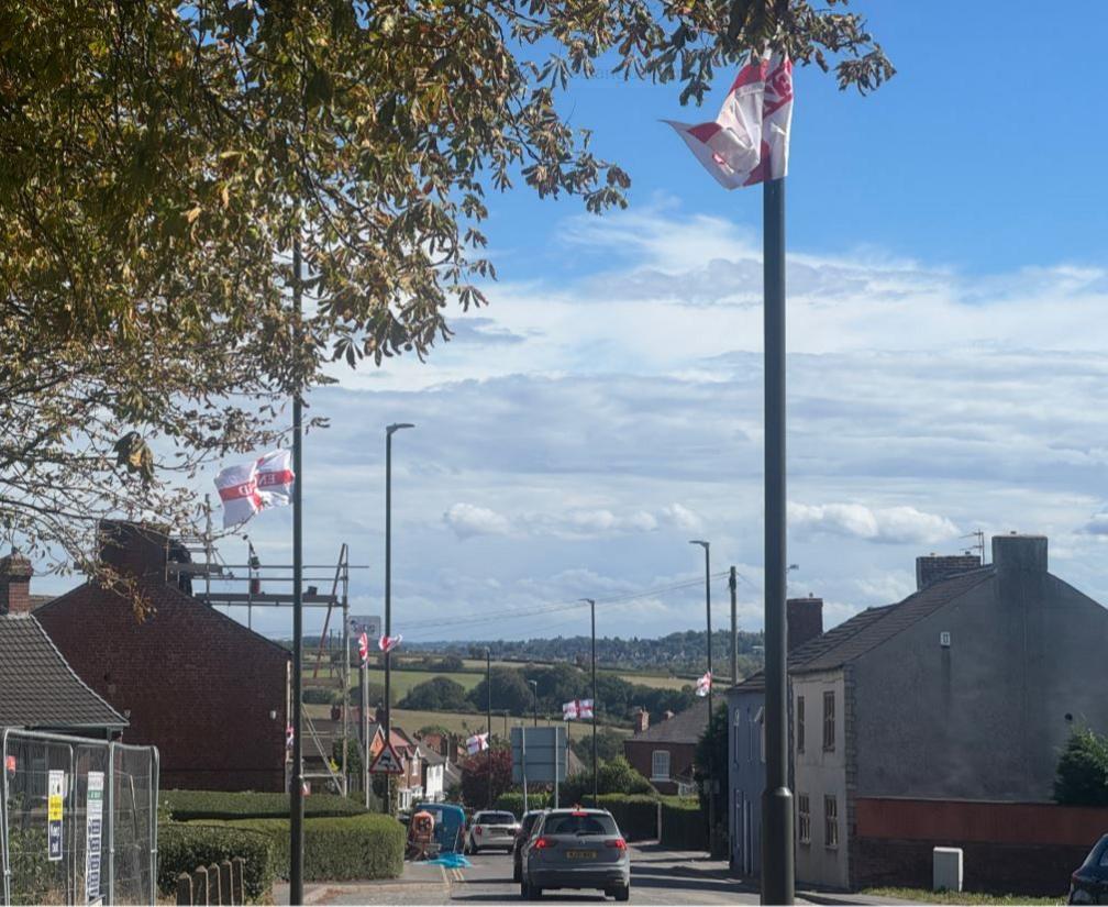 Flags on a street
