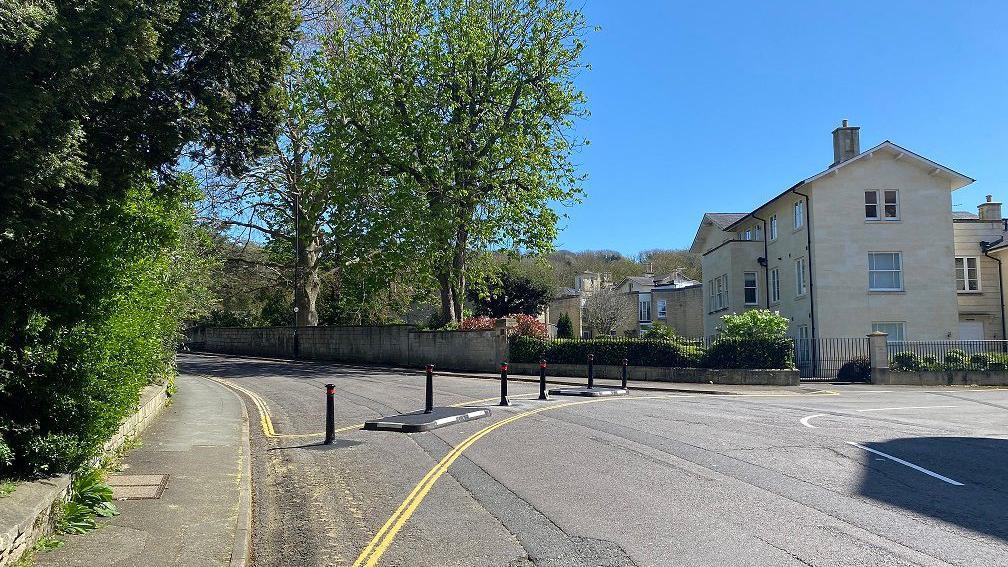 The bollards at the end of Sydney Road in Bath 