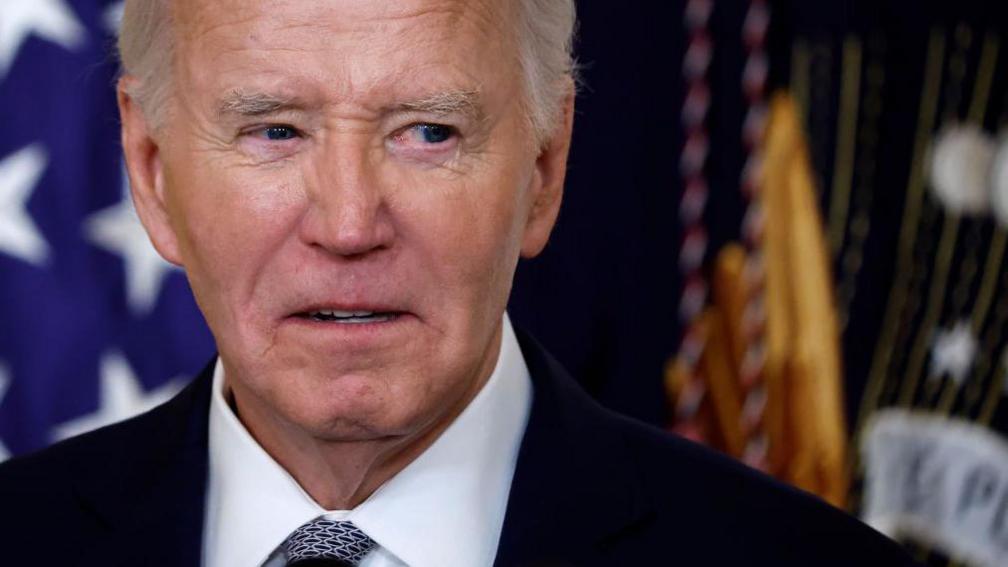 Close up of Joe Biden during a ceremony to award the Presidential Citizens Medal in the East Room of the White House on January 02, 2025 in Washington, DC