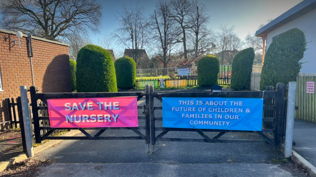 Signs outside a nursery