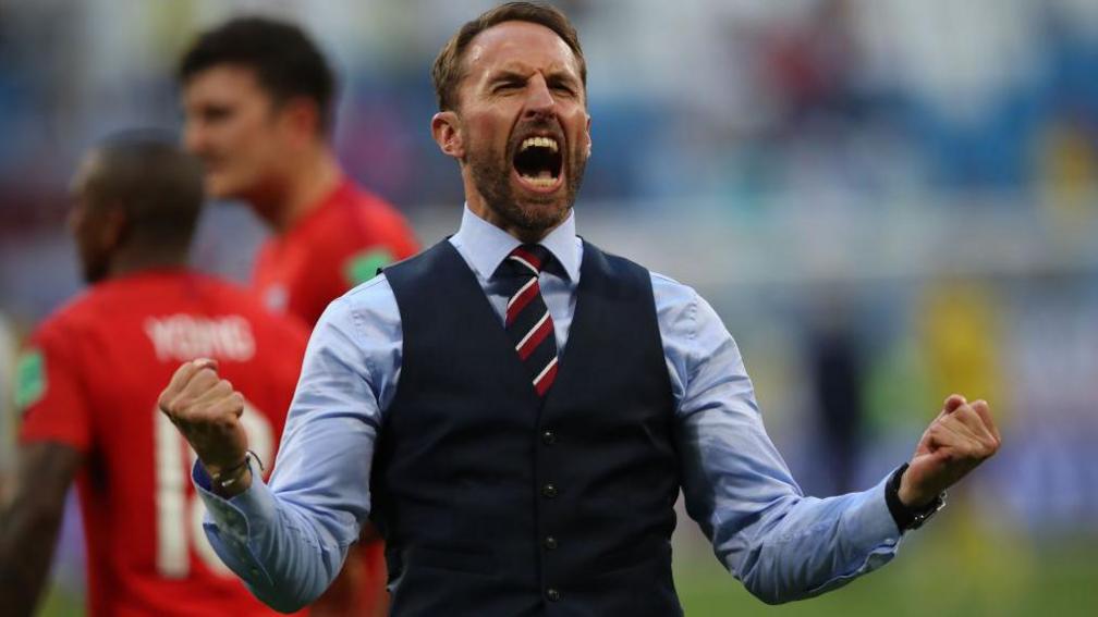 Gareth Southgate celebrating