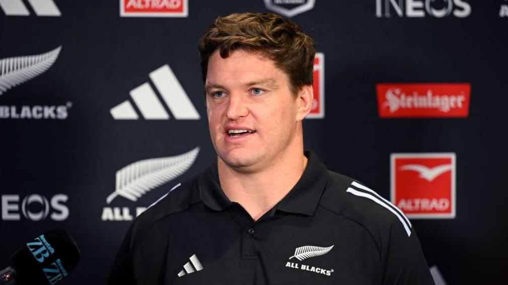 Scott Barrett speaks at a NZ news conference