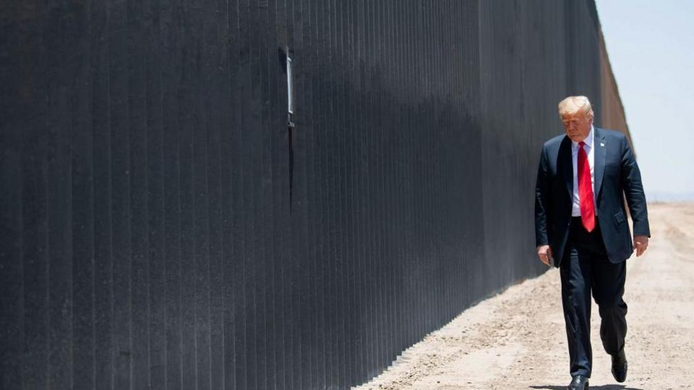 US President Donald Trump participates in a ceremony commemorating the 200th mile of border wall at the international border with Mexico in San Luis, Arizona, June 23, 2020