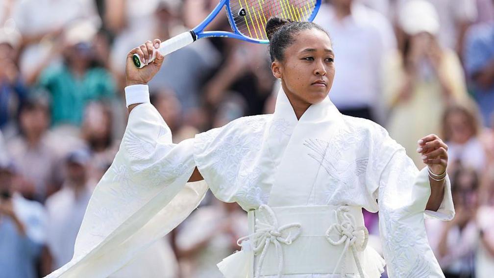 Naomi Osaka in her all-white Kimono inspired outfit