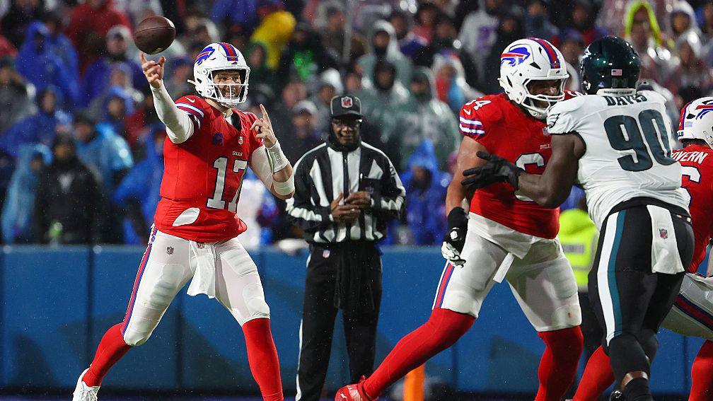 Quarterback Josh Allen throws a pass for the Buffalo Bills in their defeat to the Philadelphia Eagles