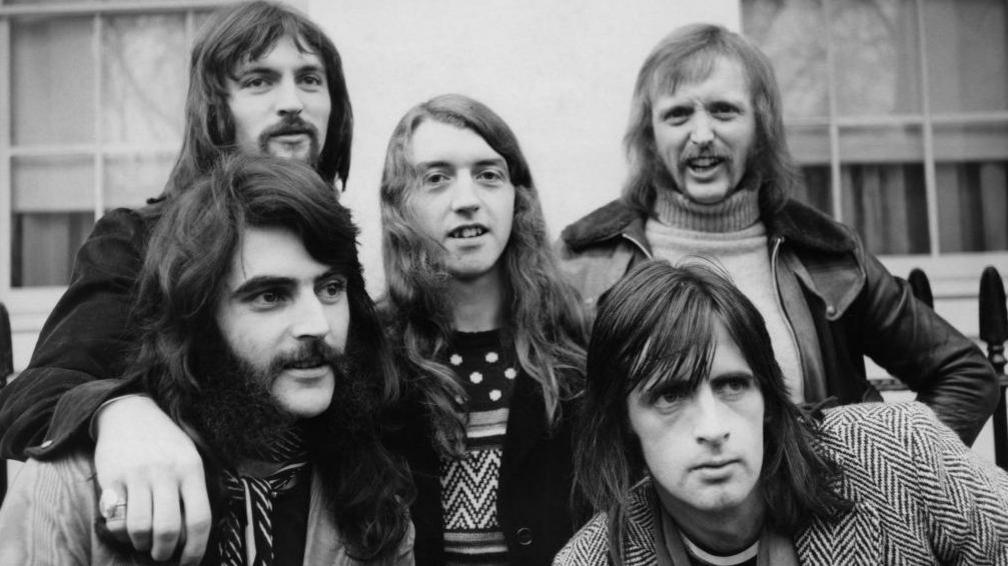 Johnny Fean (centre) with his bandmates in 1974