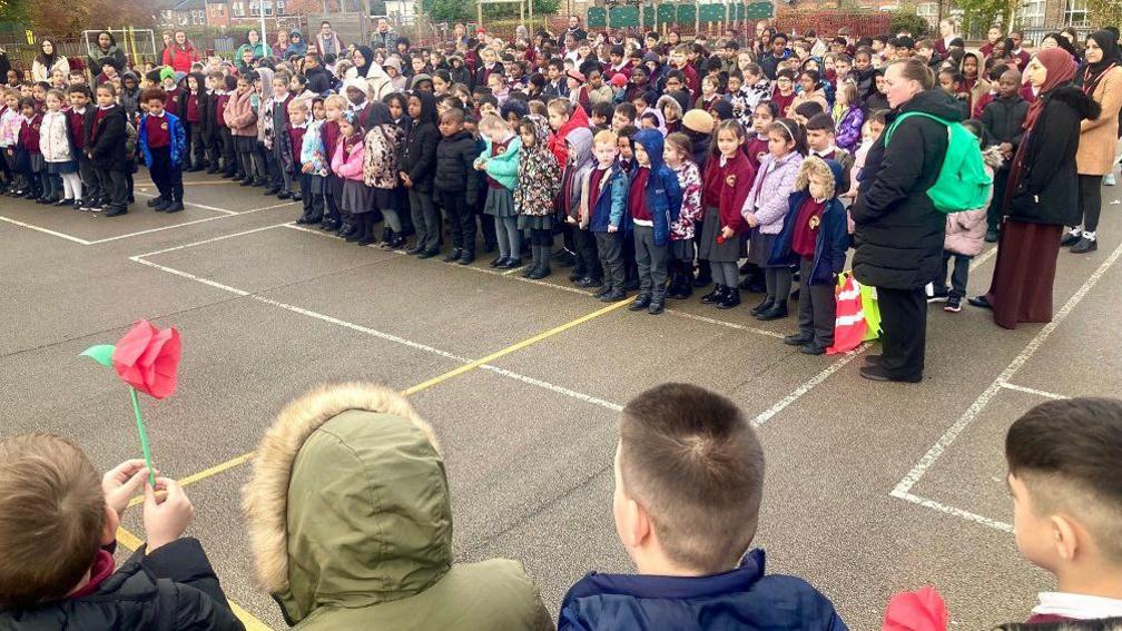 Children at a school in Luton held an outdoor silence