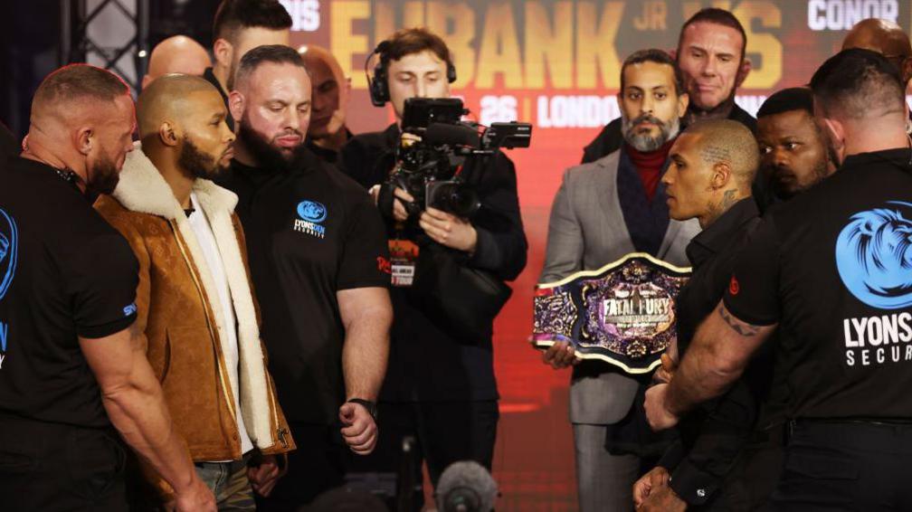 Chris Eubank Jr and Conor Benn are kept apart at a face-off