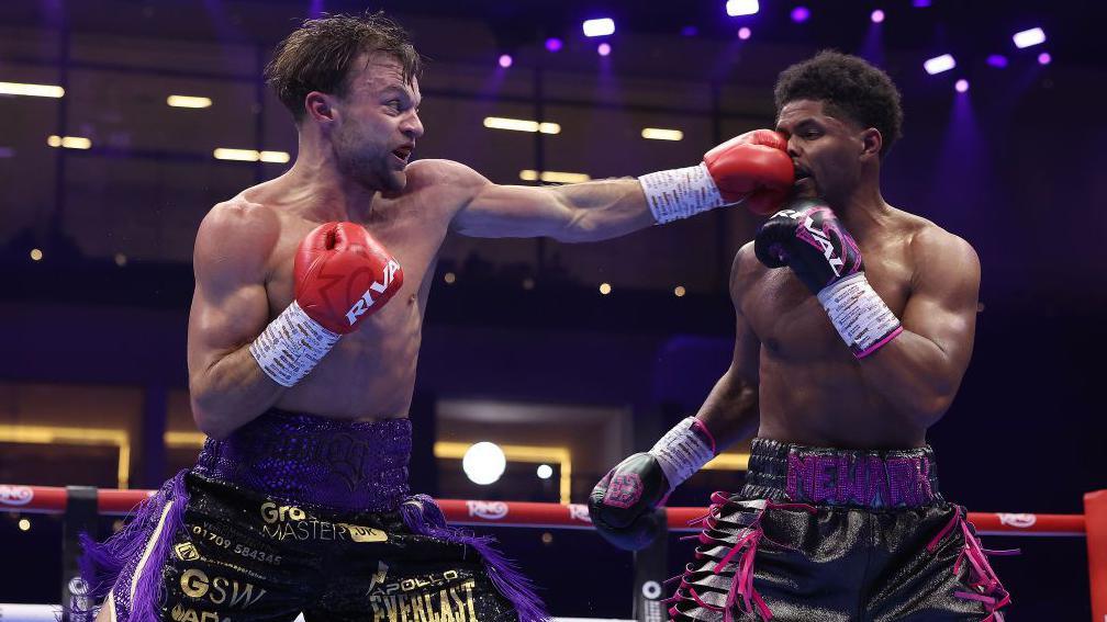 Josh Padley landing a left jab on Shakur Stevenson