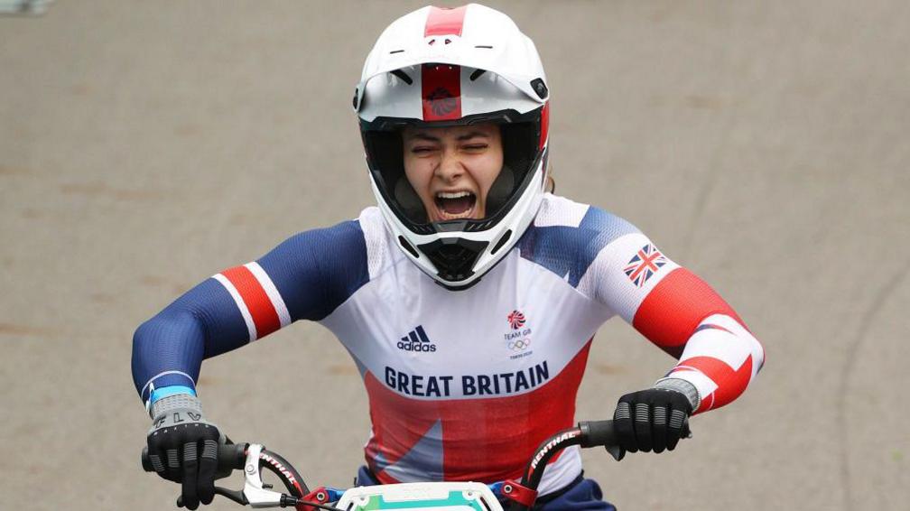 Beth Shriever riding a BMX bike 