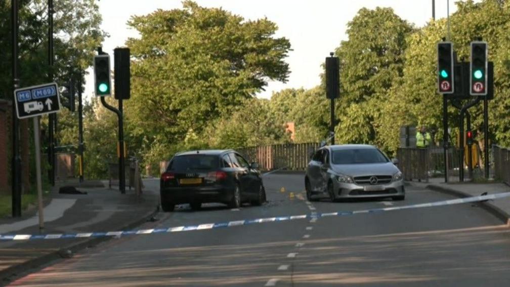 Two-car crash on Sky Blue Way